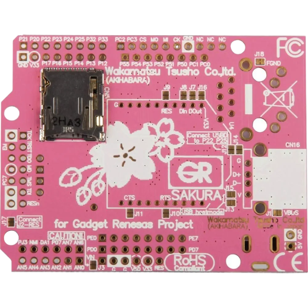 A pink microcontroller board